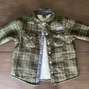 Eddie Bauer Toddler Shacket, 18 monthsc green plaid lined with Sherpa